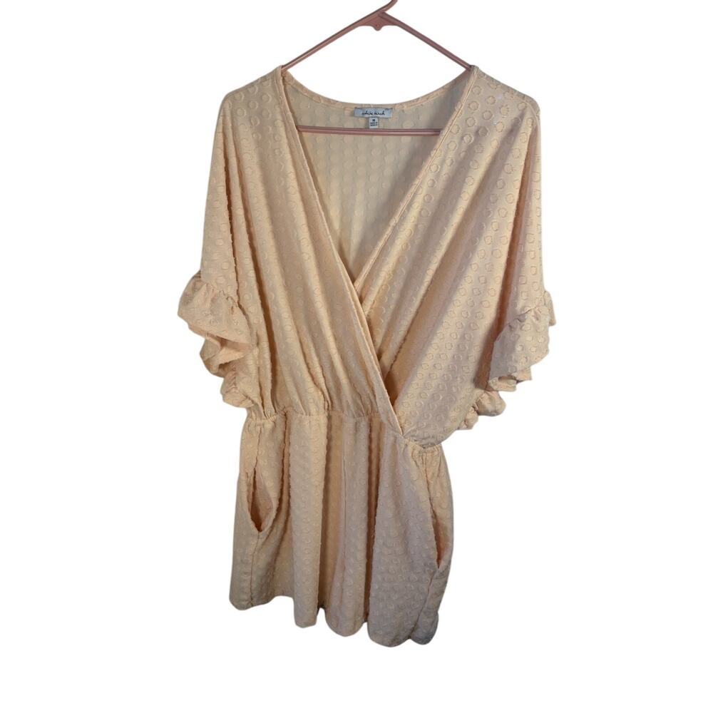 white birch Peach Textured V-Neck Romper